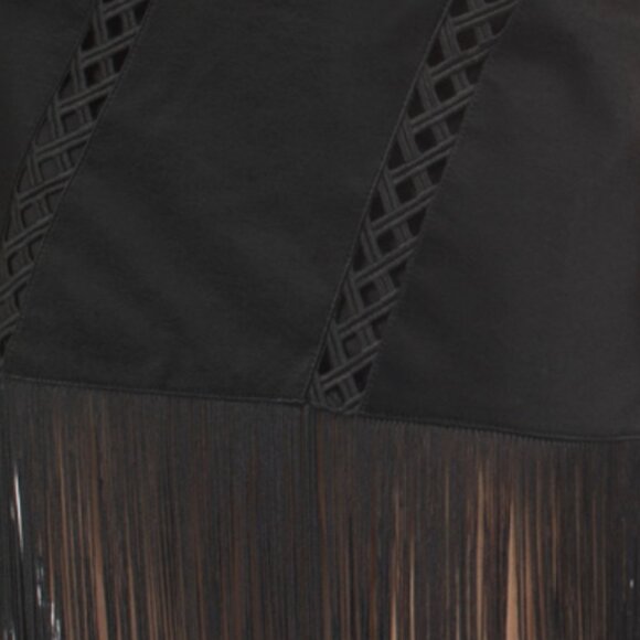 AVEC LES FILLES Fringed Glossy Dress With Woven And Cut Out Details - Picture 4 of 4